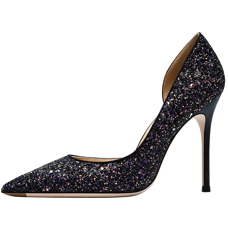 

Fashions Fret Women's Black Glitter Toe Pointy Heels Stripper Wedding Shoes Ywdl, 40