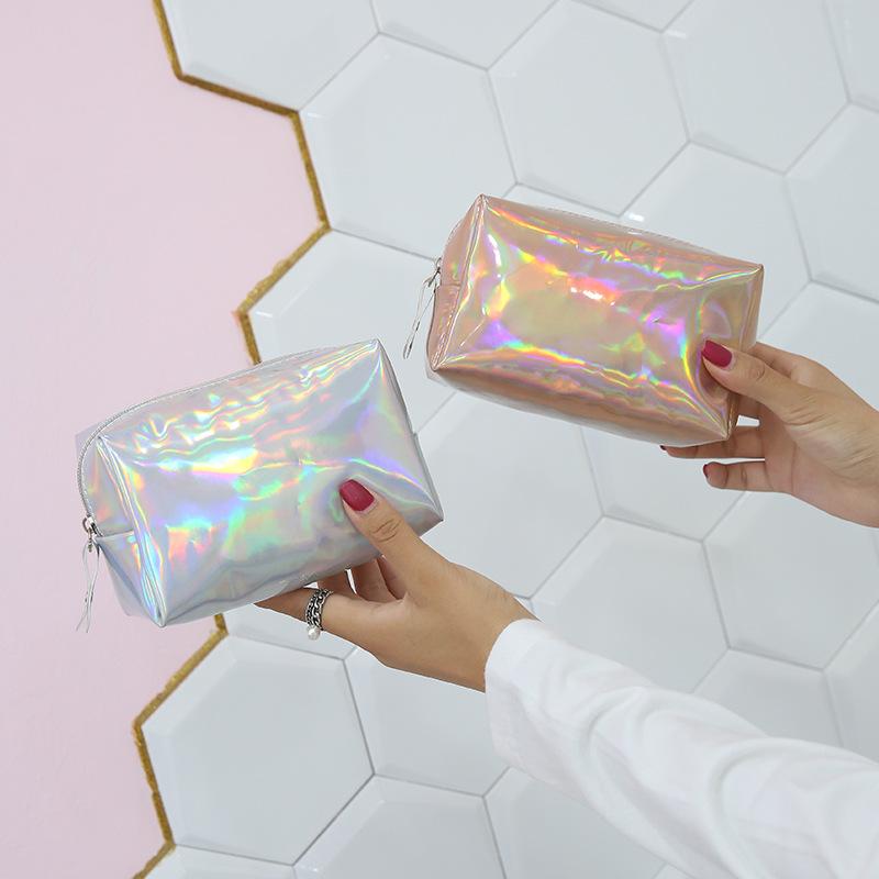 

Small Makeup Bags Neceser Cosmetic Laser Waterproof Bag Organizer Fashion Female Case Kit For Ladies Portable Wash Storage Pouch, Blue