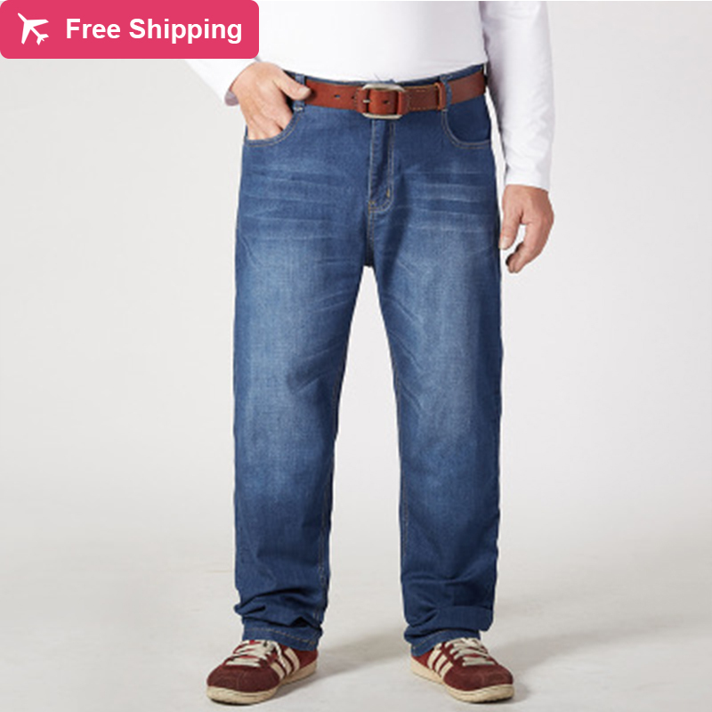

Male brim winter new men stretch straight manly denim classic casual thin cowboy pants more size 30-54, Blue
