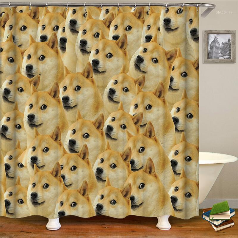 

Dog shower curtains bathroom shower curtain 3D fabric curtain funny waterproof1