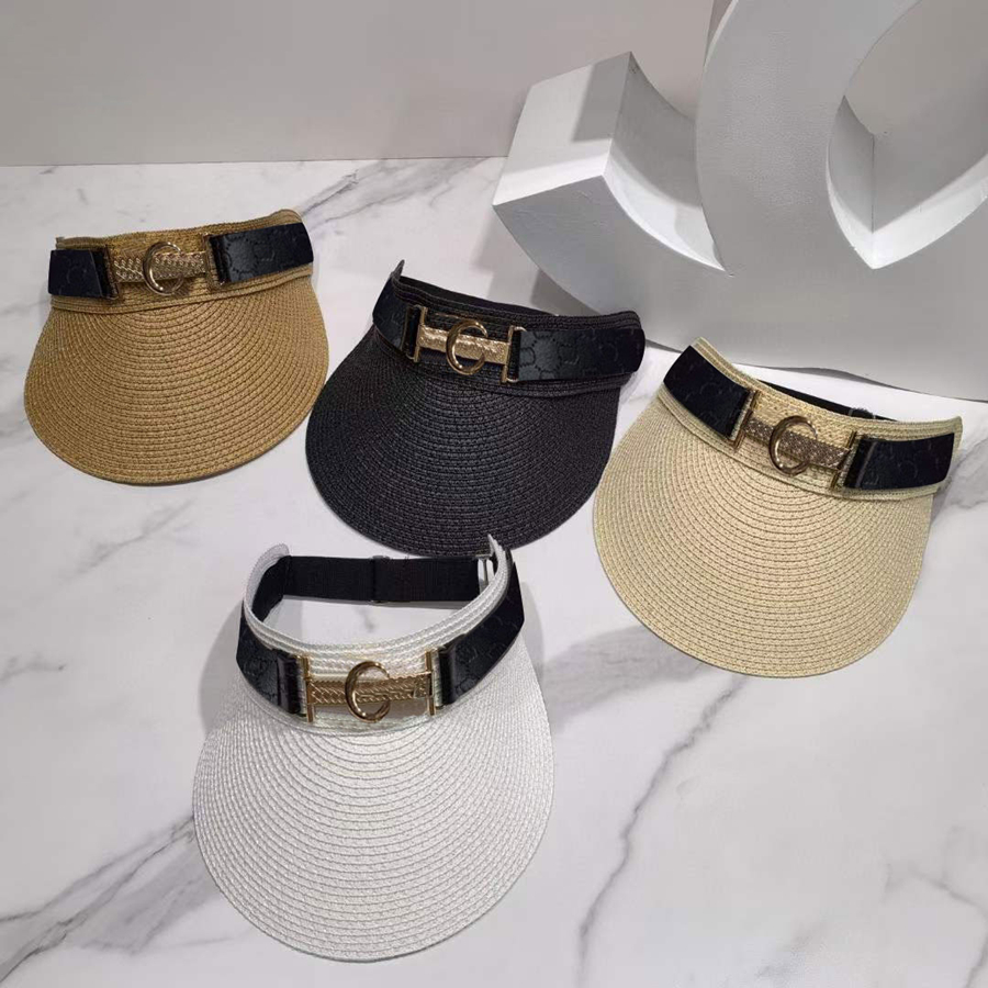 Sunbonnet Visières De Paille Chapeau De Mode D'été Casquette Respirant Lettre Conception Homme Femme Unisexe Herbe Tresse Chapeaux De Sport Casqu