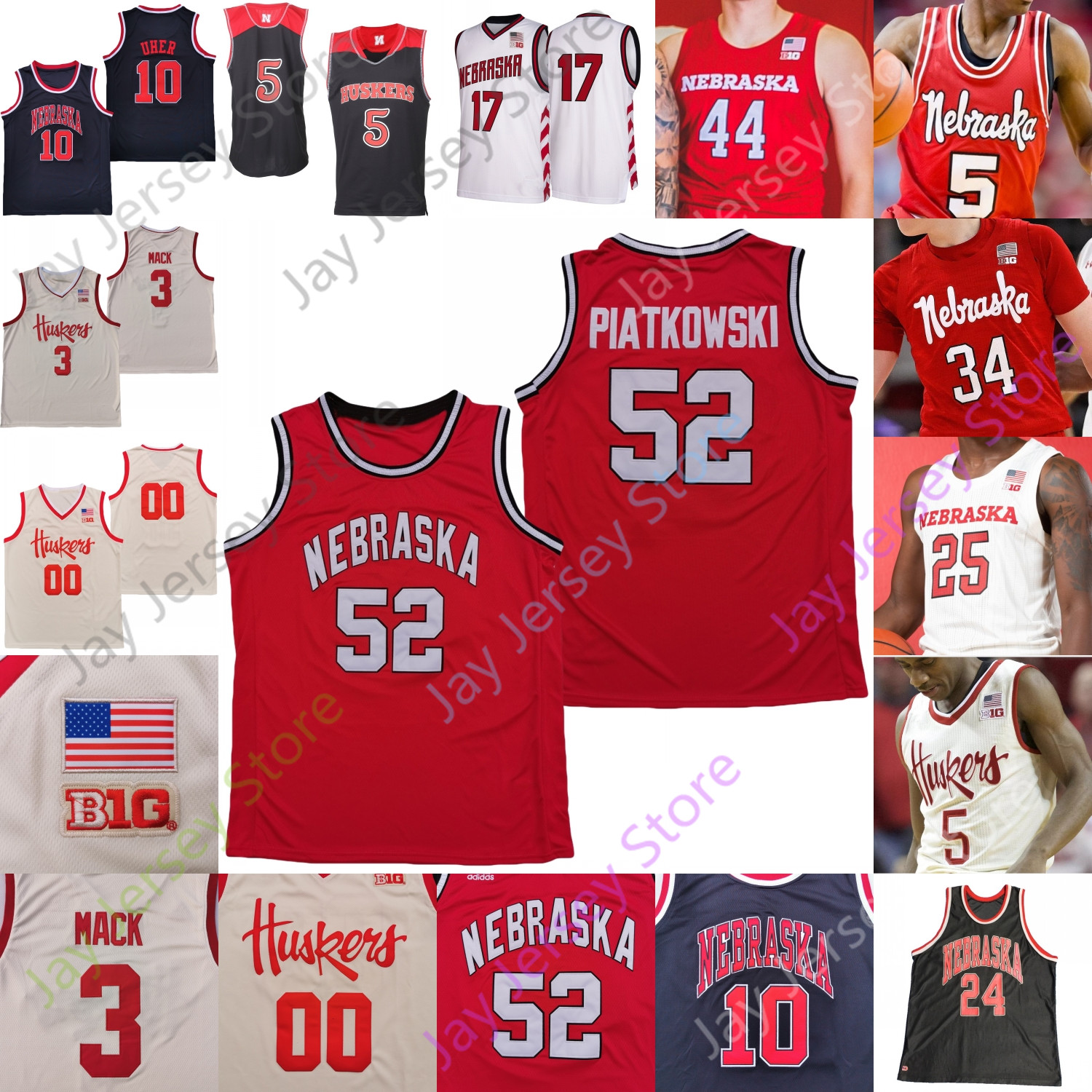 

Nebraska Cornhuskers Basketball Jersey NCAA College Cam Mack Eduardo Andre Derrick Walker Lat Mayen Keisei Tominaga Trevor Lakes Trey McGowens, Red ii