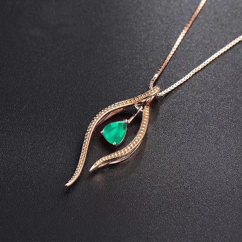 

Chains MeiBaPJ Natural Emerald Gemstone Leaf Pendant Necklace Real 925 Pure Silver Green Stone Fine Wedding Jewelry For Women