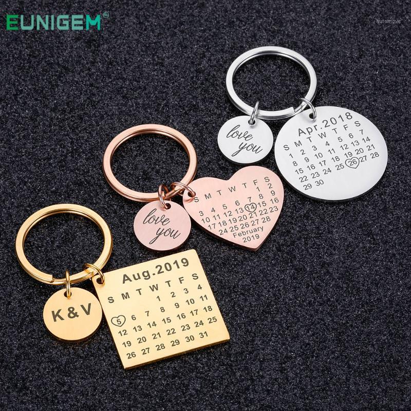 

Personalized Calendar Keychain Valentines Gift for Him Her Couples Boyfriend Husband Stainless Steel Keyring Anniversary Gift1