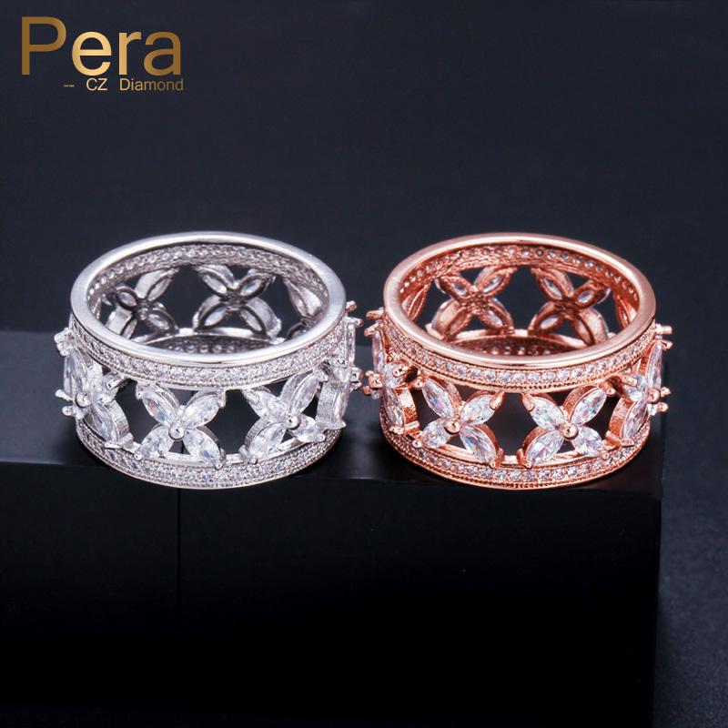 

Pera High Quality + Cubic Zirconia Marquise Shape Big Flower Elegant Women Prom Party Rings For Best Friendship Gift R112