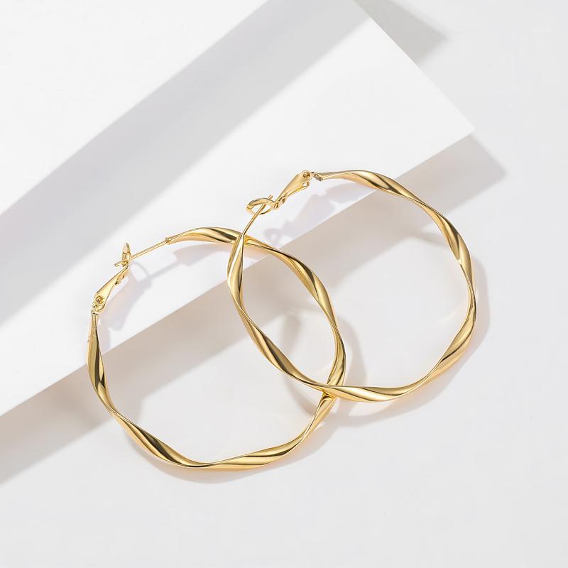 

Gold brass earrings gold handmade C ring accessories for women1