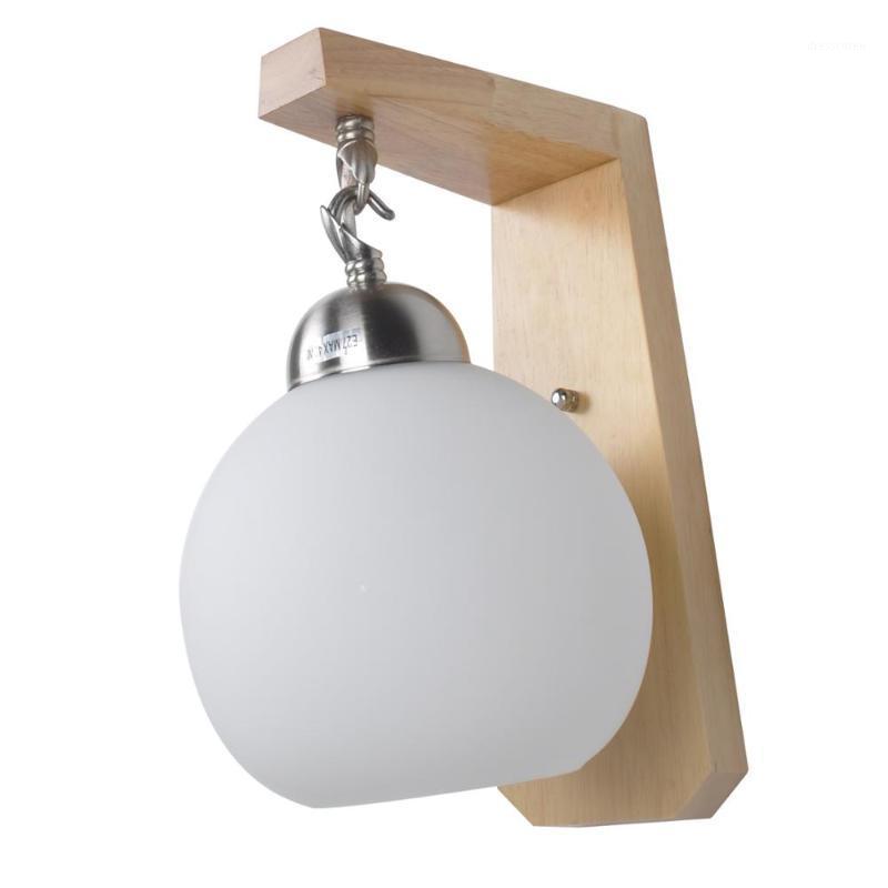 

2021 European craft glass and rubber wood products professional art round China Post Free mail home light wall lamp1