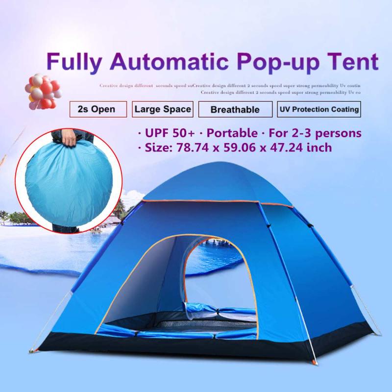

UV Protection 3-4 Person Tents Automatic Quick Up Outdoor Shelter For Camping Tent Instant Popup Anti UV Awning Tents Sunshelter