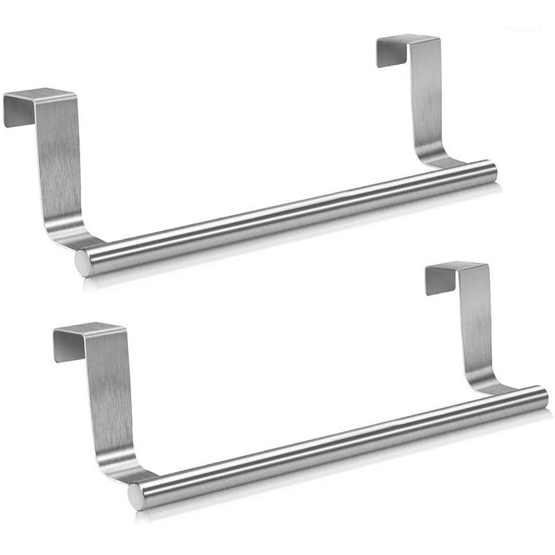 

Stainless Steel Over Door Towel Rack Bar Holders for Universal Fit on Cabinet Cupboard Doors Pack of 21, Silver