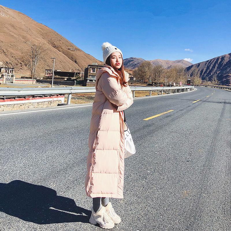 

Women New Winter Thick Super Long Paragraph Over The Knee Jackets Vintage Hooded Loose Cotton Coat Oversized Parkas Warm Outwear, Pink