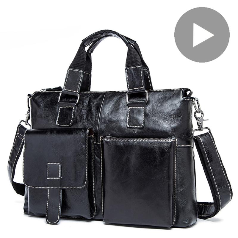 

Office Genuine Leather Briefcase for Men Bag PC Laptop 14 Inch Shoulder Handbag Documents A4 Natural Business Male Work Taschen, Yellow brown