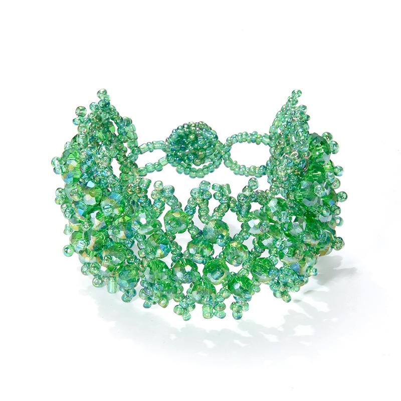 

Boho Elastic Bracelet for Women Tiny Beaded Big Crystal Glass Handmade Weave Adjustable Bracelets Femme Jewelry Pulseras Mujer