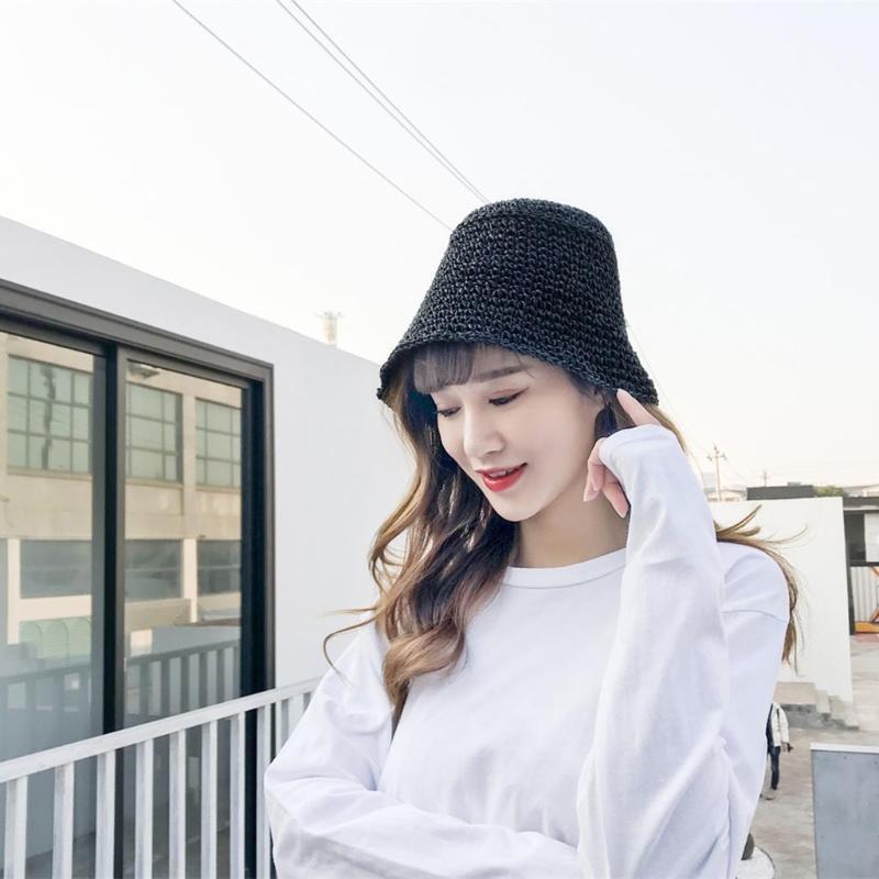 

Sun Hat Fashion Outdoor Female Sun Hat Hand-Woven Leisure Beach Foldable Travel 2020 Fashion New #YL51, Pink