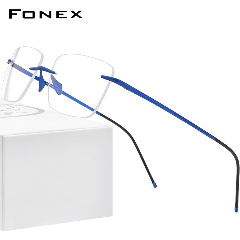 

FONEX Pure Titanium Glasses Frame Men 2020 Women Rimless Prescription Square Eyeglasses Frameless Myopia Optical Eyewear 8557
