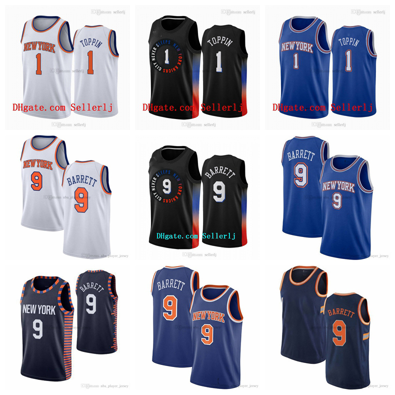 

1 Obi Toppin NewYork 9 RJ Barrett 2020-21 Black City Basketball Jersey, Ivory