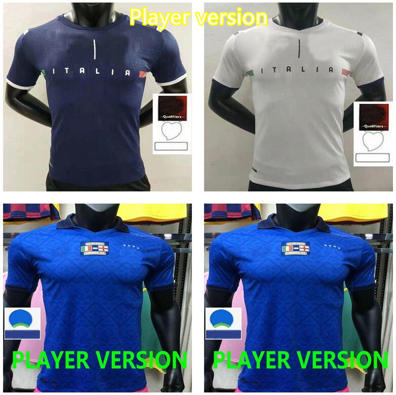 Version du joueur Italie 21 22 insigne Jersey de football Italia 2021 2022 Immobile Belotti Jorginho Bonucci Verratti Chiesa Chaussettes Chaussur