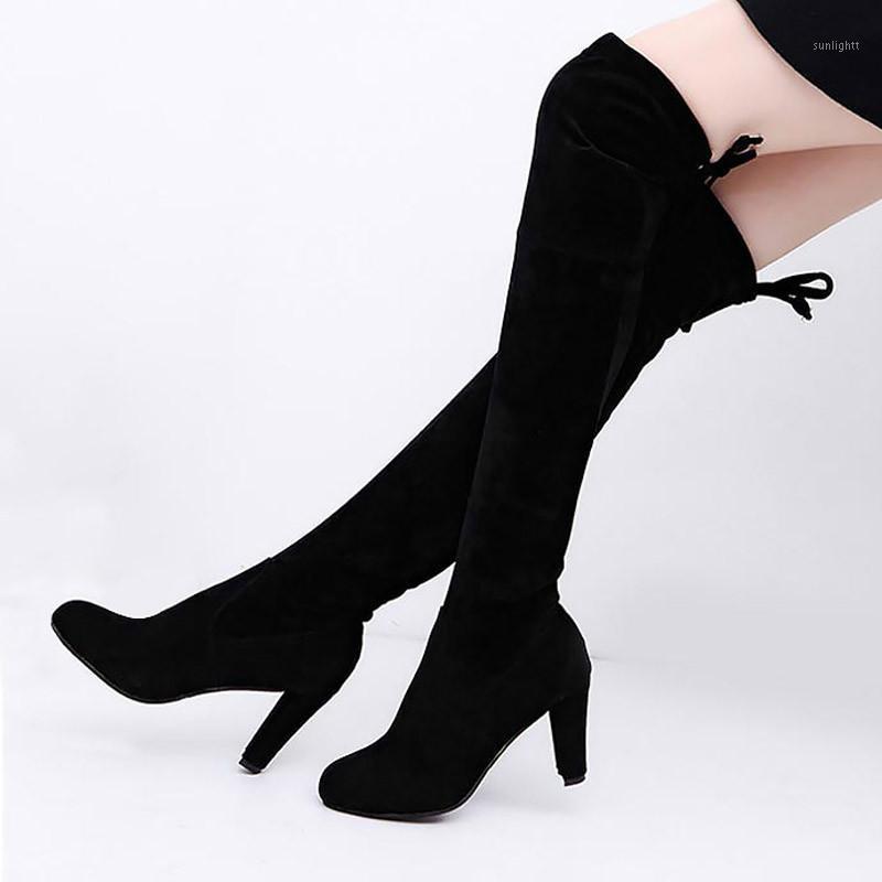

Winter Shoes Woman 2020 Fashion Over The Knee Sexy High Heels Slim Winter Boots Women Shoes Flock Snow Boots1, Grey
