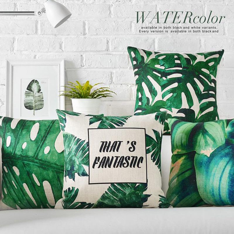 

Southeast Asia Tropical plants Green theme Pillow Cover Home Decorative Pillows Linen Pillow Case Office Sofa Cushion Cover