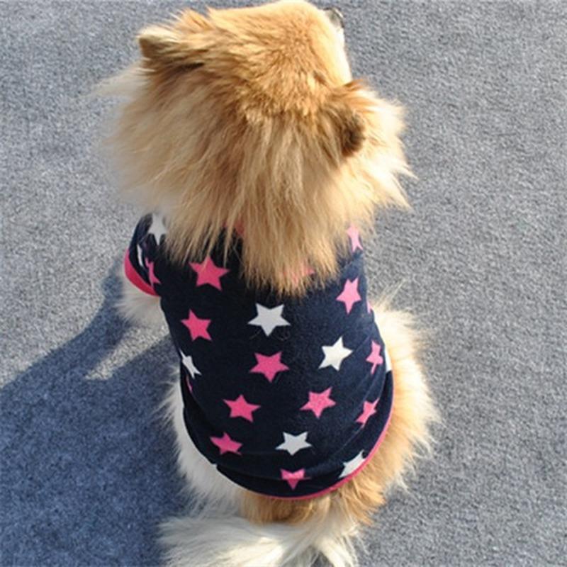 

Pet Dog Clothes Cartoon Clothings Dogs Super Small Clothing Cute Fleece Stars Print Autumn Winter Warm Fashion Pink Ropa Perro