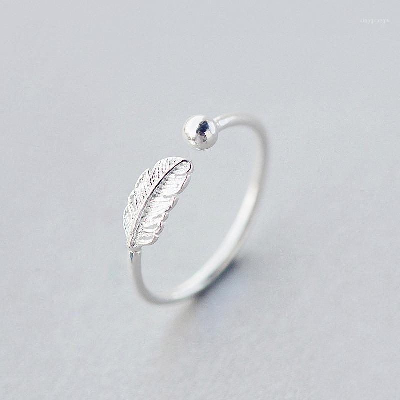 

Cluster Rings Cute Feather Personality Adjustable Ring Silver Color Fine Jewelry Women Party Elegant Accessories, Golden;silver