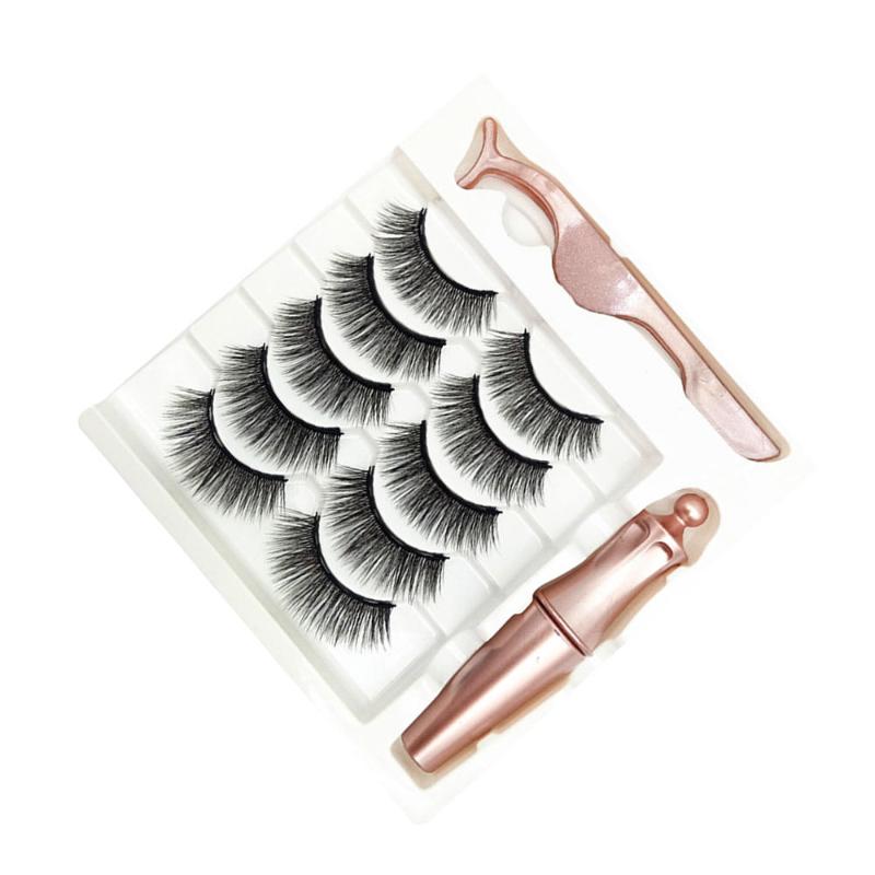 

5 Pairs Mink Hair Magnetic 3D Natural Thick False Reusable Eyelashes Eye Lashes HandMade Full Strip Lashes Decorative Items