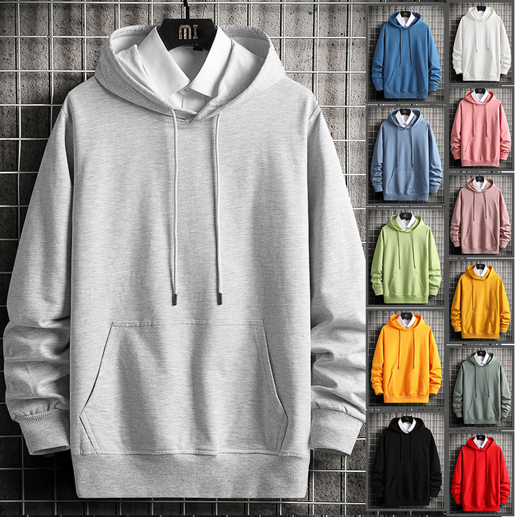 

Hooded Hoodies Cotton Swearshirts Man Big Pocket Fashion Pure Mens Hoodie Tracksuits Hip Hop O-neck Pullover Grey Hombre Clothes kg-268, Light blue