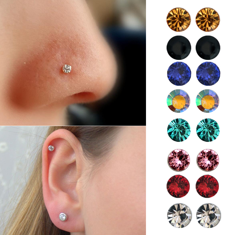 

Unisex Fashion Magnetic Stud Earring non piercing cartilage tragus helix earring crytsal magnet nose stud 8 pairs/pack LJ200909, Golden