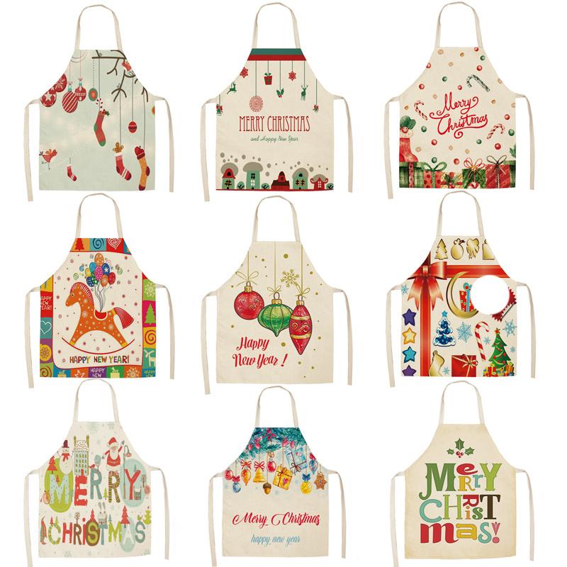 

Christmas Print Sock Aprons Aprons Kitchen Cotton Linen Home Cooking Bakery Coffee Shop Cleaning Accessories
