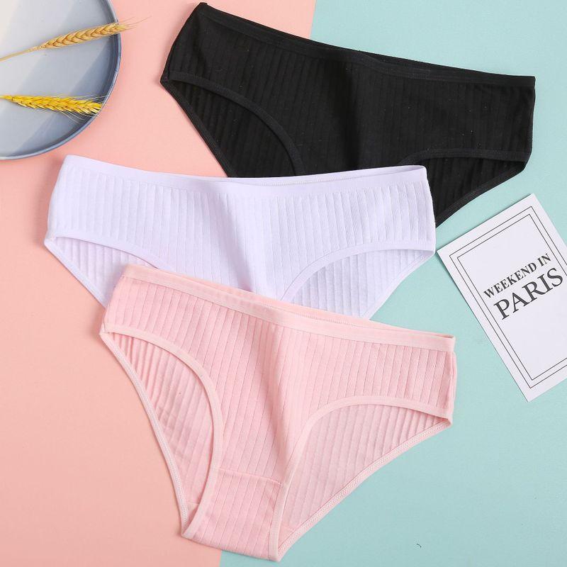 

Women Sexy Underpants Solid Pink Black Ladies Briefs Women Soft Cotton Panties Striped Female Lingerie -XL Comfort Underwear, Ka