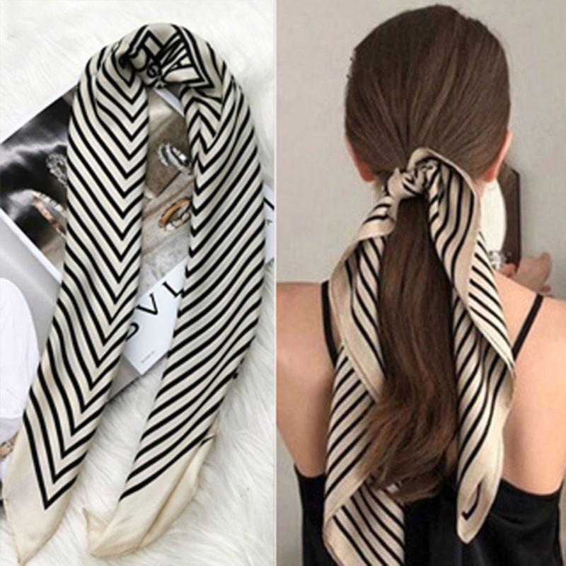 

Satin Printed Hair Scarf Square Bandanas Women Hair Accessories Hairbands Soft Summer Headband