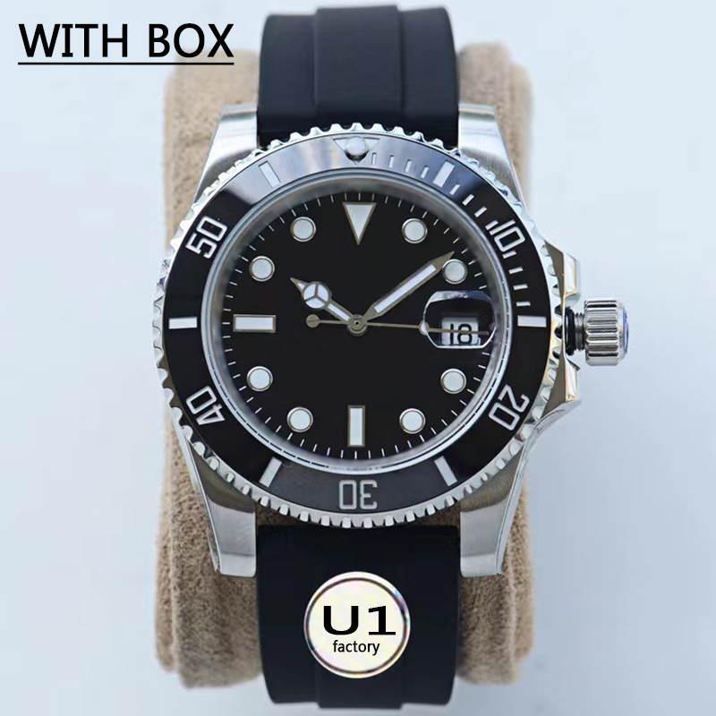 

U1 factory Mens Automatic Mechanical Watch 41MM Rubber Strap Ceramic Ring sapphire Super Luminous Swimming sports wristwatches montre de luxe, Tool