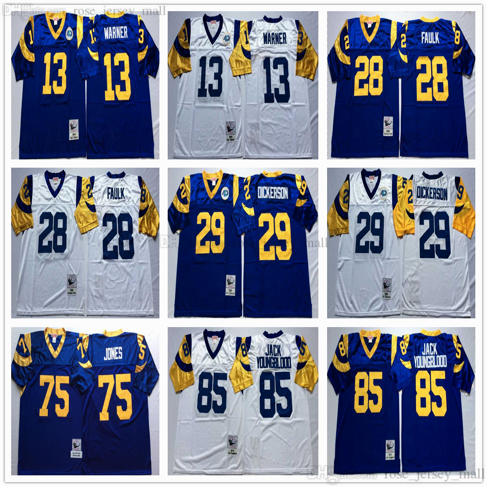 

NCAA 75th Vintage Football 85 Jack Youngblood Jerseys Mitchell&Ness 28 Marshall Faulk 13 Kurt Warner 29 Eric Dickerson 75 Deacon Jones Jersey College Blue White, Same as picture