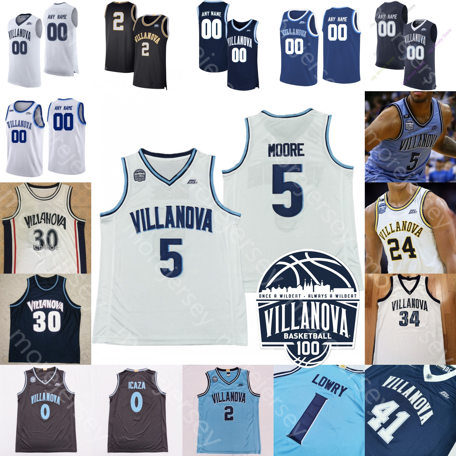 

Villanova Wildcats Basketball Jersey NCAA College Angelo Brizzi Longino Nnanna Njoku Trey Patterson Robinson-Earl Bey Cole Swider Paschall, White 2019