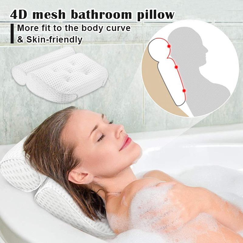 

Bath Pillow for Bathtub Home Spa Pillow for Women Men with 4D Air Mesh Breathable Helps Support Head Neck and Back Healt
