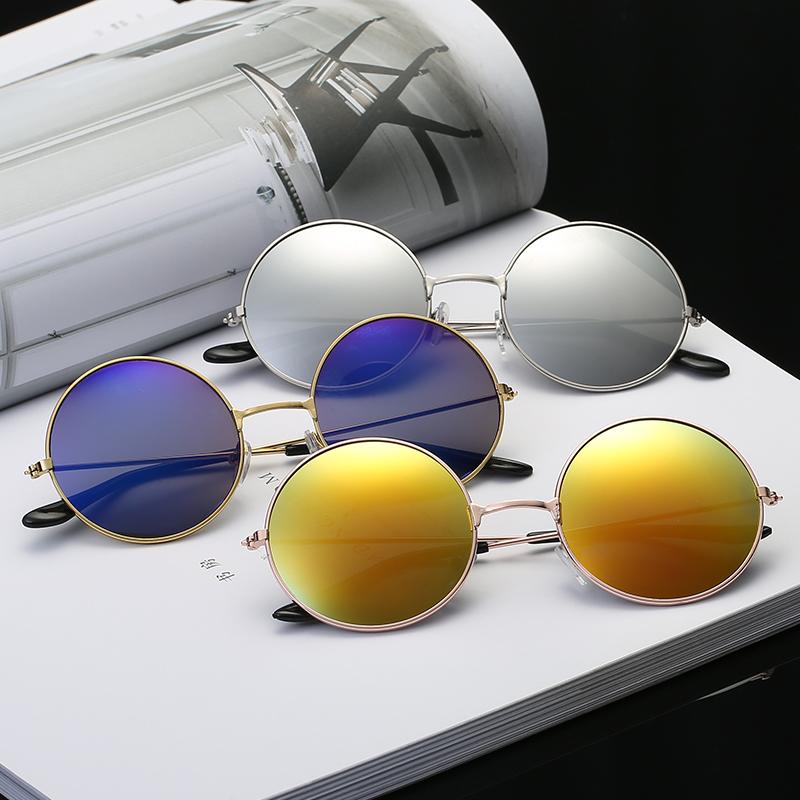 

2020 Retro Round Men Sunglasses Women Brand Designer Sun Glasses For Women Mirror Female Black