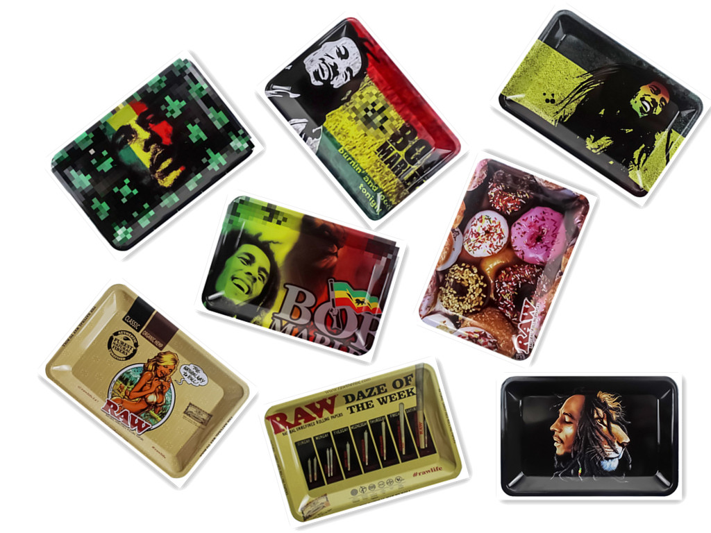 

High Quality Cookies Plastic Smoking Accessories Rolling Trays Tobacco Plate 18x12cm Hand Roller Roll Tin Cigarette Tray Case Spice Colorful
