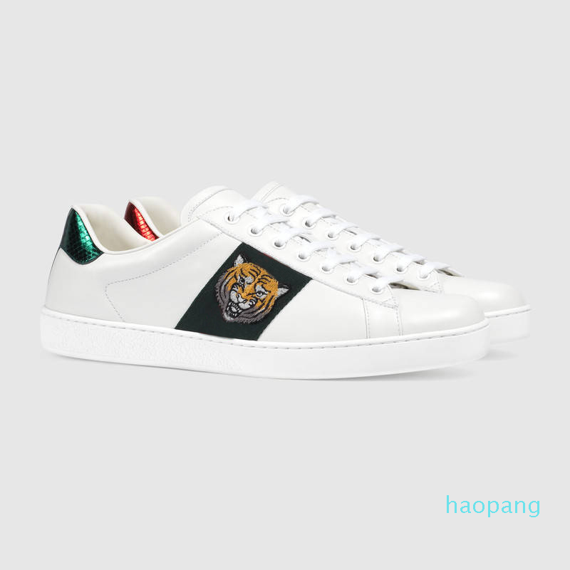 

White Bee Embroidered Shoes Men Leather New Fashion Luxury Snake Tiger Print Mens Womens Designers Sneakers Man Woman Cheap for 6, Color 08