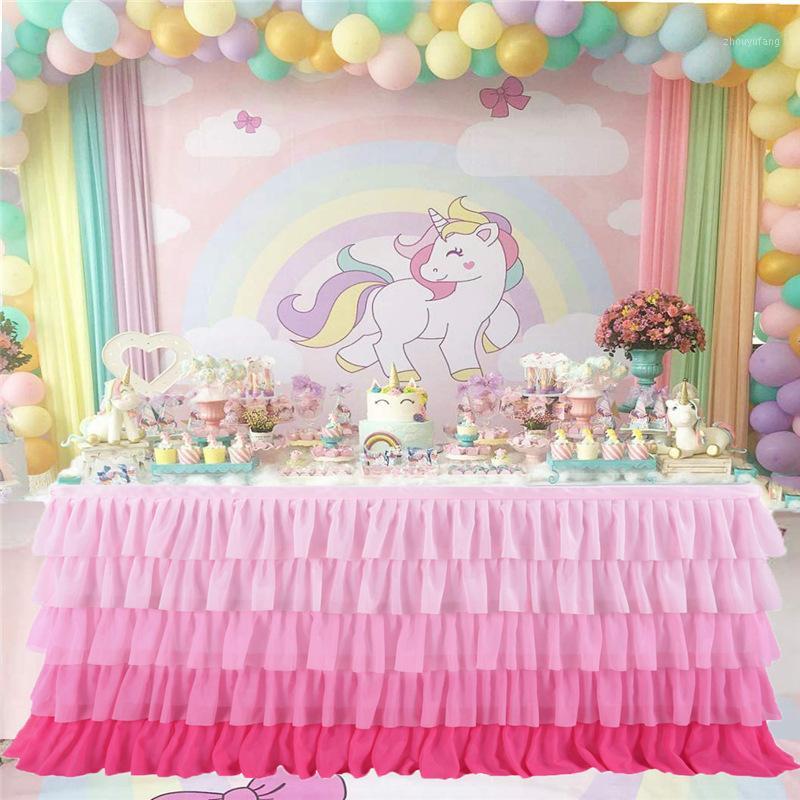 

Table Skirt 5 Layer For Home Party Tableware Decoration Tutu Tulle Colorful Wedding Baby Shower