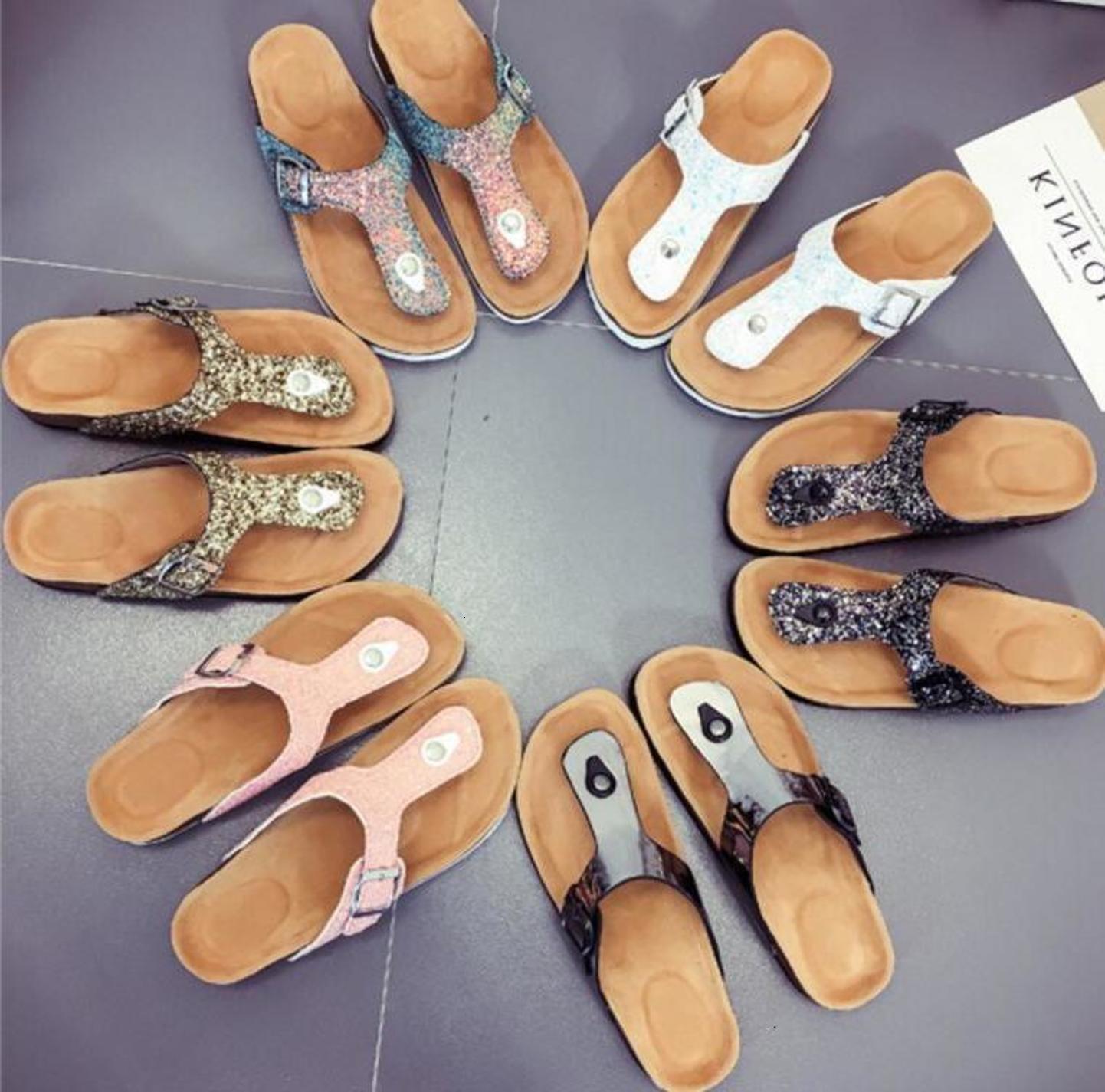 

2021 Soft Cork Women Slippers Summer Beach Sandals Floral Flowers Slides Flip Flops Silver Casual Women Shoes Platform Sandals, Link