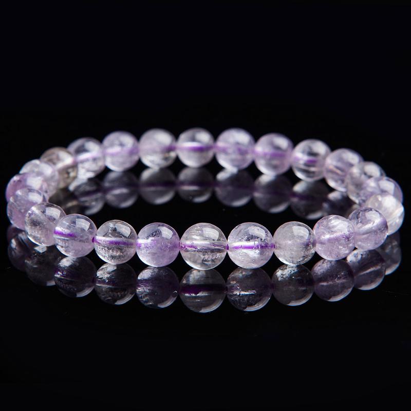 

Beaded, Strands 7.5mm Genuine Natural Purple Transparent Kunzite Round Crystal Beads Jewelry Stretch Charm Bracelet Femme Drop