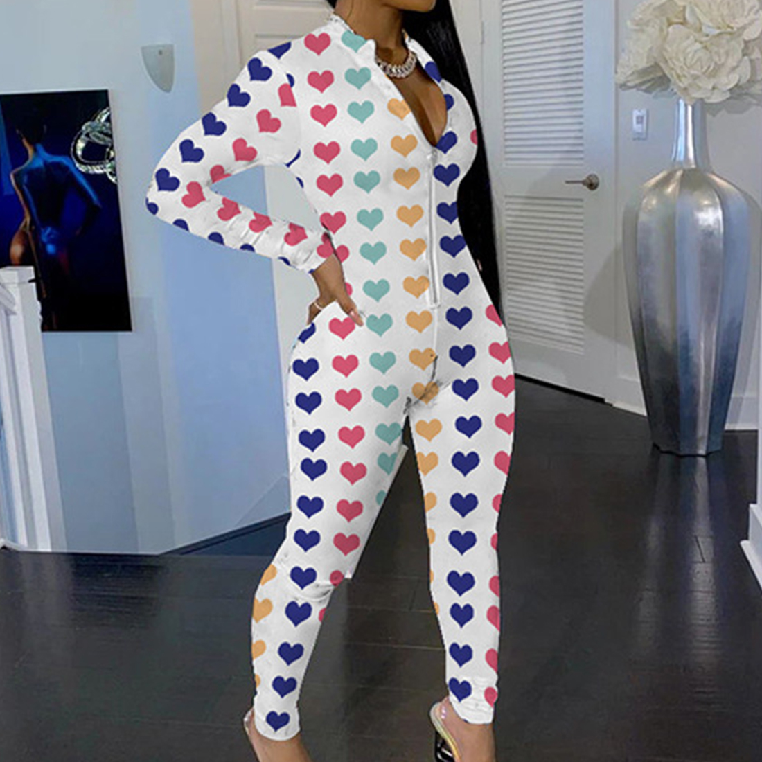 

3Pieces/Lot Lip Print Sexy Onesie For Adult Cartoon Pajamas Onesie Pyjamas Women Sleepwear Long Jumpsuit Christmas Party Wear, Color 18