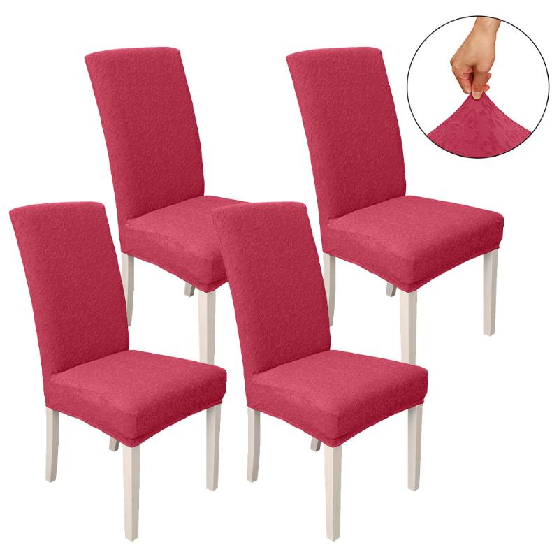 

4pcs Modern Removable Washable Chair Cover Banquet Home Decor Slipcover Soft Jacquard Kitchen High Stretch Furniture Protector