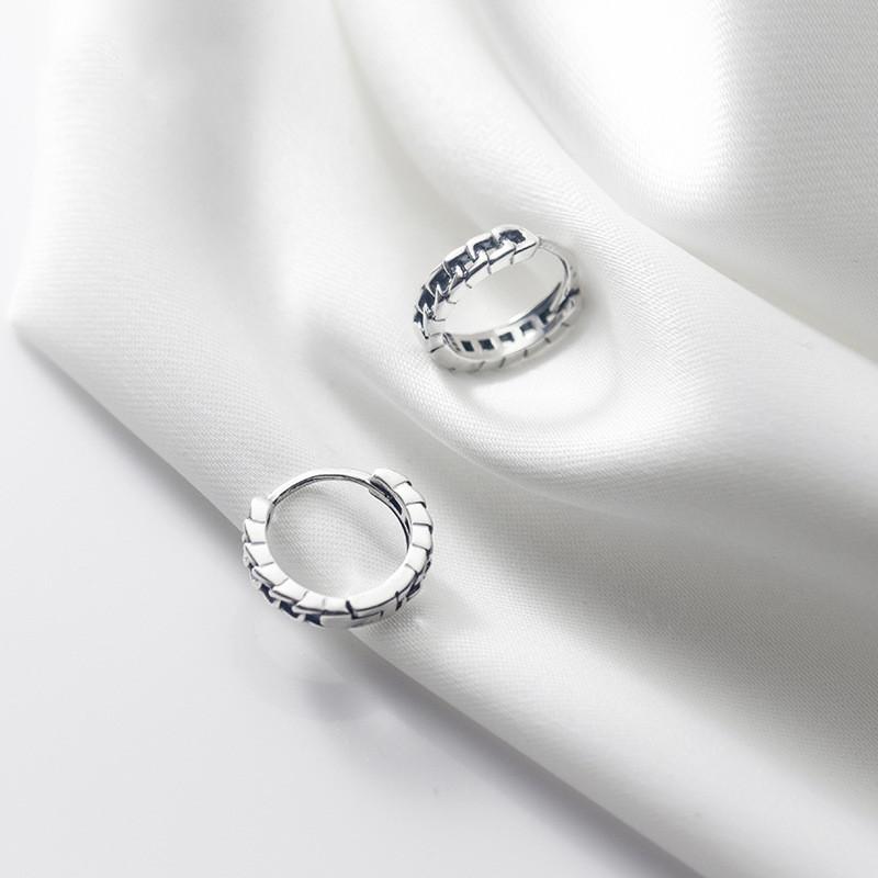 

925 Sterling Silver Vintage Pattern Fashion Round Shape Hoop Earrings Jewelry For Women Lady Daughter Gift
