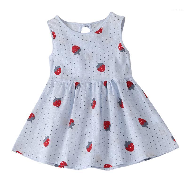

2020 Baby Girl Dress Children Sundress Strawberry Toddler Dresses for Kids 1-5Y Fashion Girls Clothing Princess Summer Dress A41, White