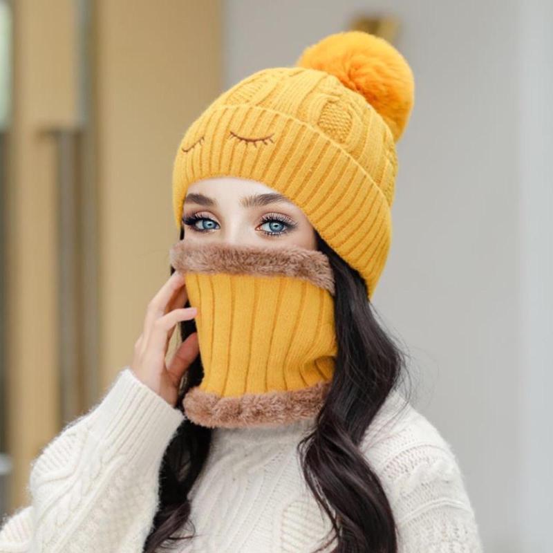 

2020 Autumn Winter New Woman Plus Wool Wool Knitted Hat Warm Yarn Fashion Thickened Ear Protection Hat, 1pcs