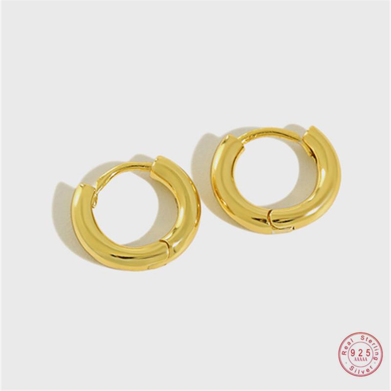 

925 Sterling Silver European Simple Geometric Round Stud Earrings Women Mirror Polished Punk Hip Hop Temperament Party Jewelry