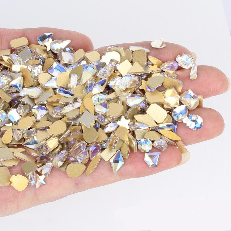 

100PCS Random Nail Rhinestones Feel free to match flat crystal irregular diamonds 3D Manicure Nail Art Decoration Charms Jewelry