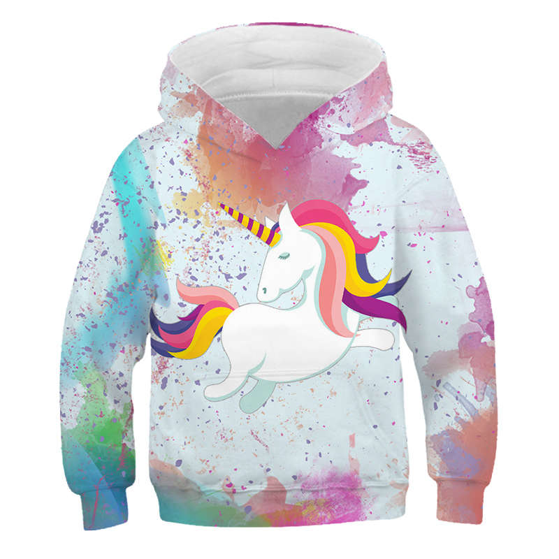 

2020 new Unicorn 4-14 Years Children hoodies Sweater Winter Unicorn polyester Clothes Girls Cartoon Pullover Autumn Tops kid, Black;white