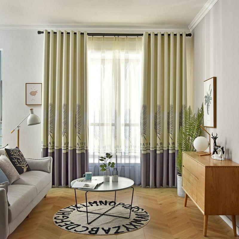 

BIGMUM Latest Style Leaves Blackout Curtains For Living Room Bedroom Kitchen Cortinas Window Shading Rate 70%-90%, Tulle 1