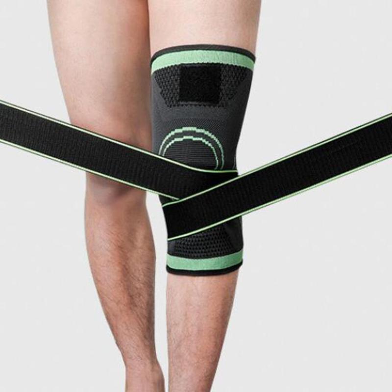 

1PCS Sports Kneepad Men Pressurized Elastic Knee Pads Support Fitness Gear Basketball Volleyball Brace Protector, Green